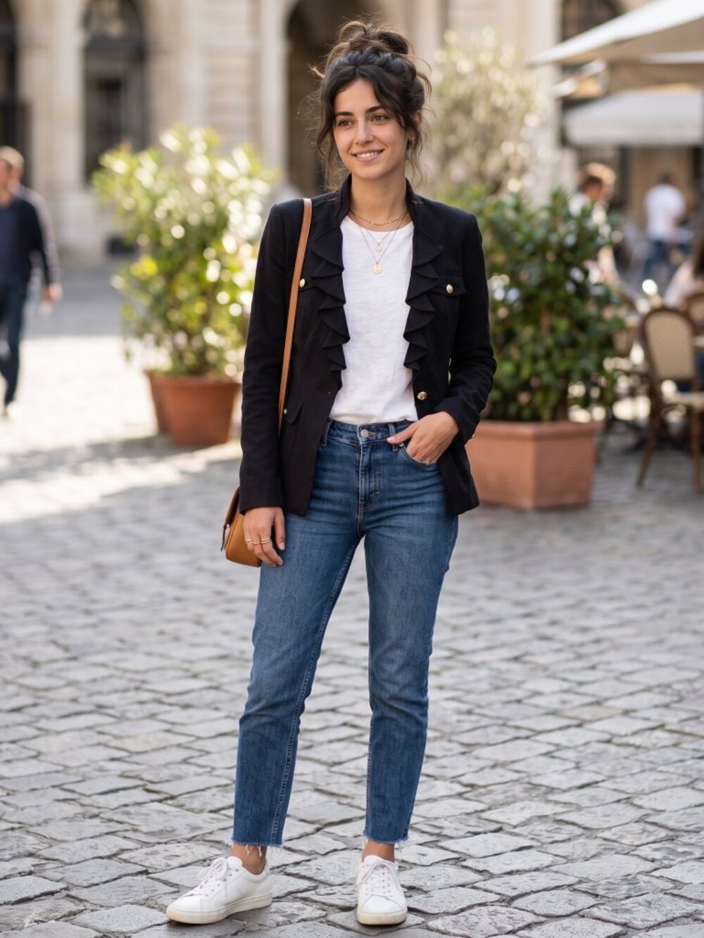 White House Black Market (WHBM) Ruffle Front Blazer